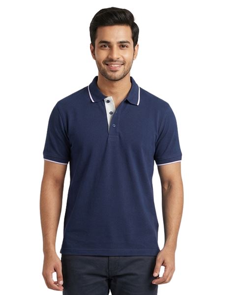 Airtex Cotton Polo in Navy
